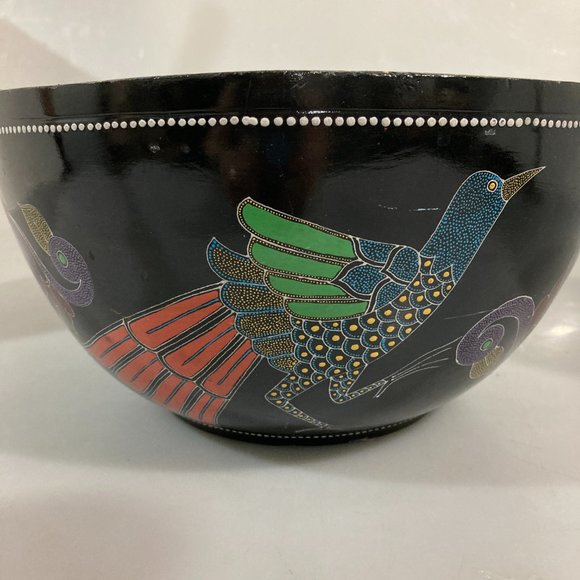 Australian Aboriginal Dot Painting Wood Bowl - Picture 2 of 6